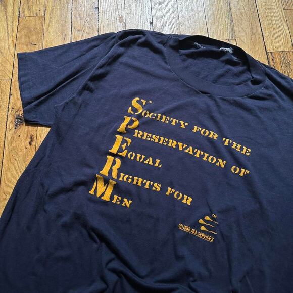 Vintage 70s Sperm Funny Men’s Rights Graphic Tee Shirt - Picture 1 of 7
